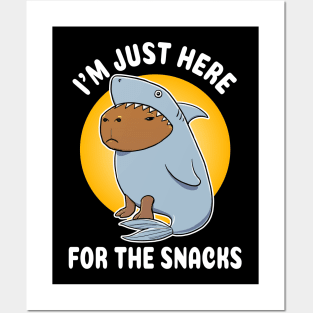 I'm just here for the snacks Capybara Shark Costume Posters and Art